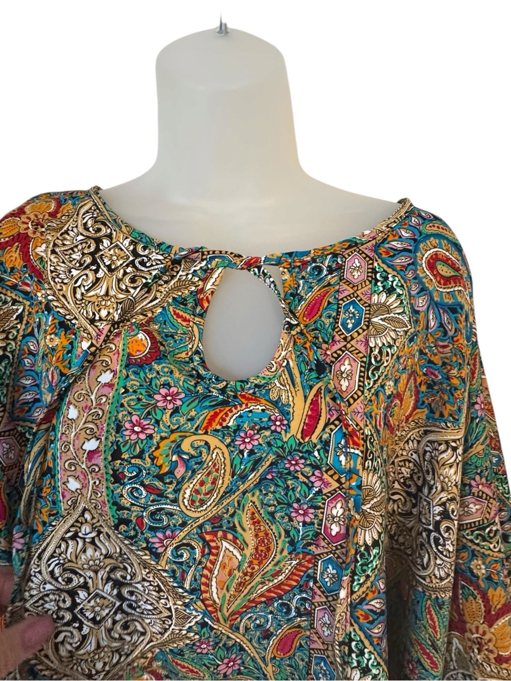SHEIN Teal Multi Paisley Keyhole Tunic Top  PLUS SIZE:  8X   #C - Picture 2 of 7